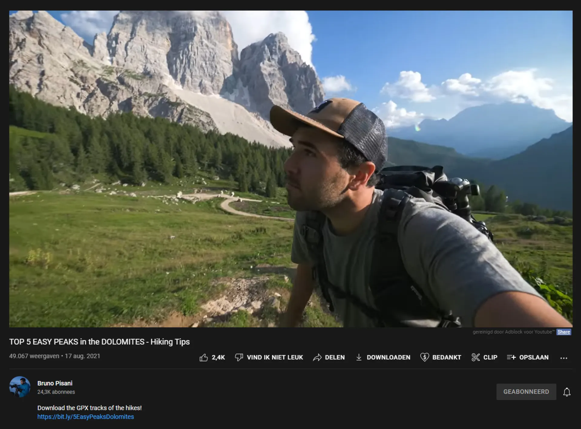 Bruno Pisani deelt zijn wandelingen op Youtube