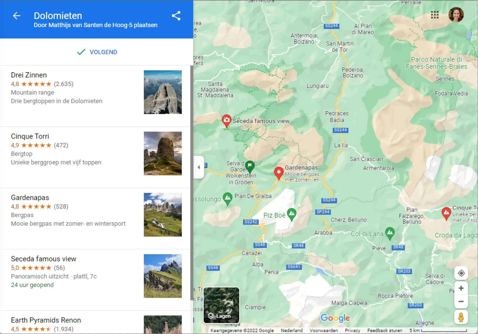 Highlights in Google Maps opslaan