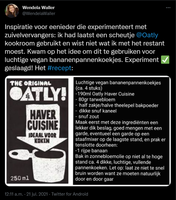 tweet over vegan bananenpannenkoekjes