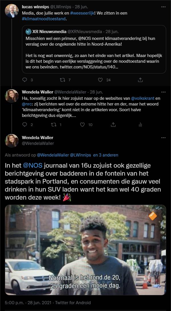 Over media die berichten over een extreme hittegolf